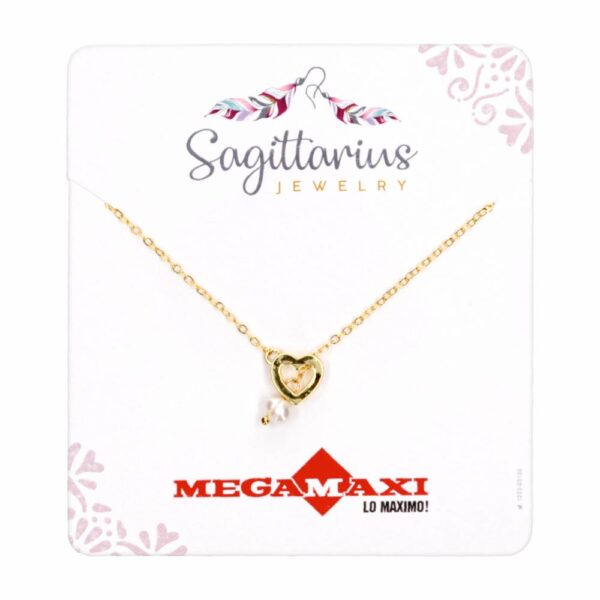 Collar Para Dama Dije De Corazón con perlita SAGITTARIUS JEWERLY Unidad - Imagen 2