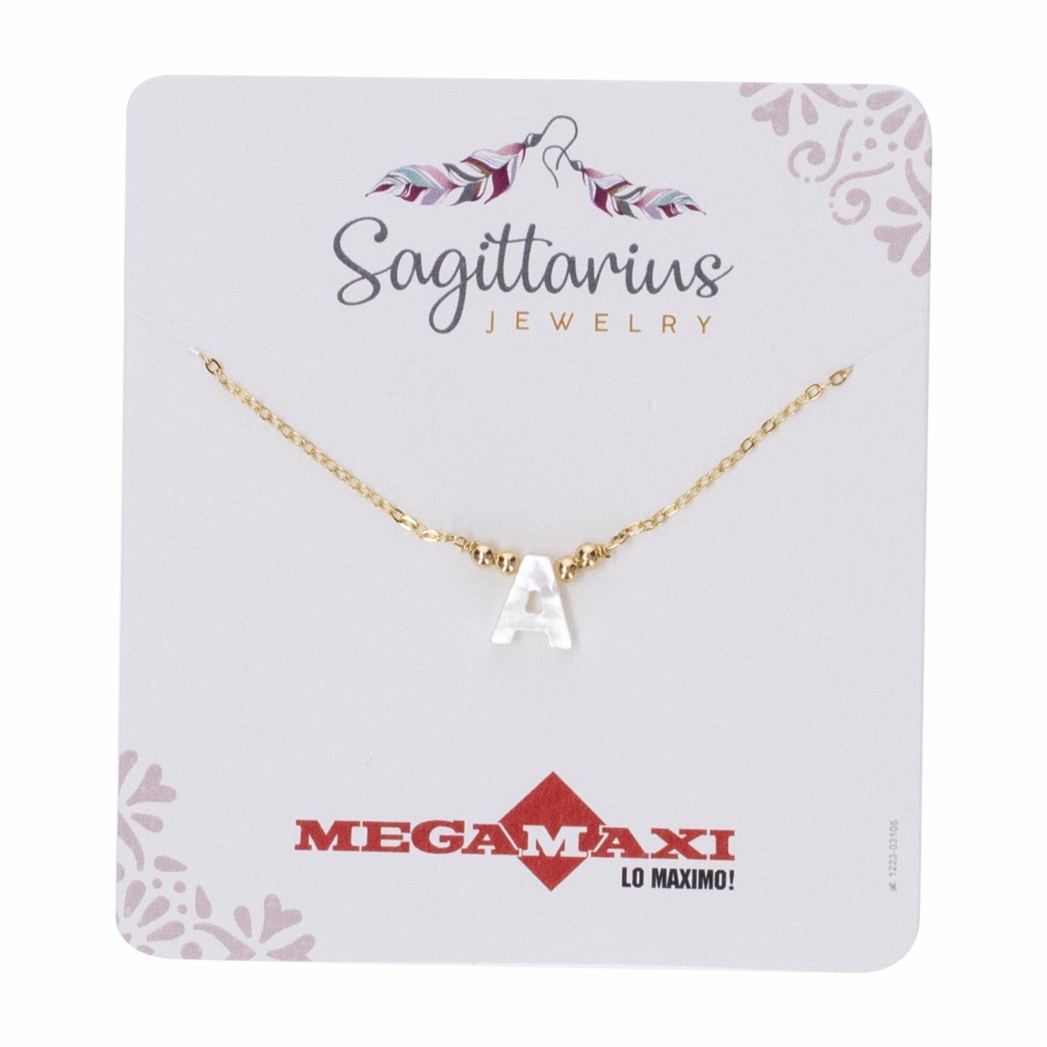 Collar Para Dama Diseño Nácar Con Dije Letra A SAGITTARIUS JEWERLY Unidad - Imagen 2