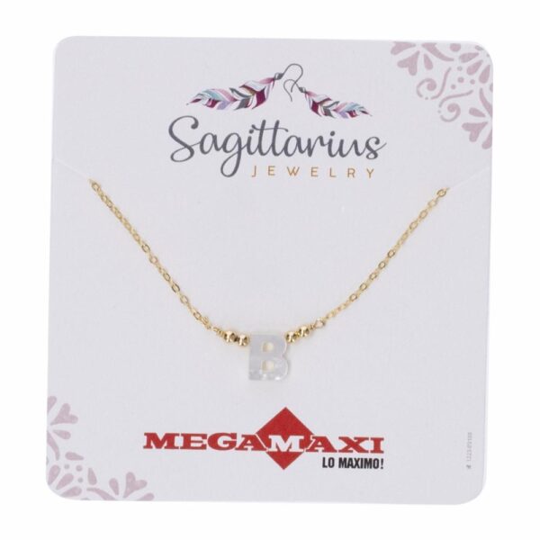 Collar Para Dama Diseño Nácar Con Dije Letra B SAGITTARIUS JEWERLY Unidad - Imagen 2