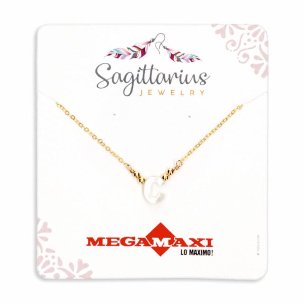Collar Para Dama Diseño Nácar Con Dije Letra C SAGITTARIUS JEWERLY Unidad - Imagen 2