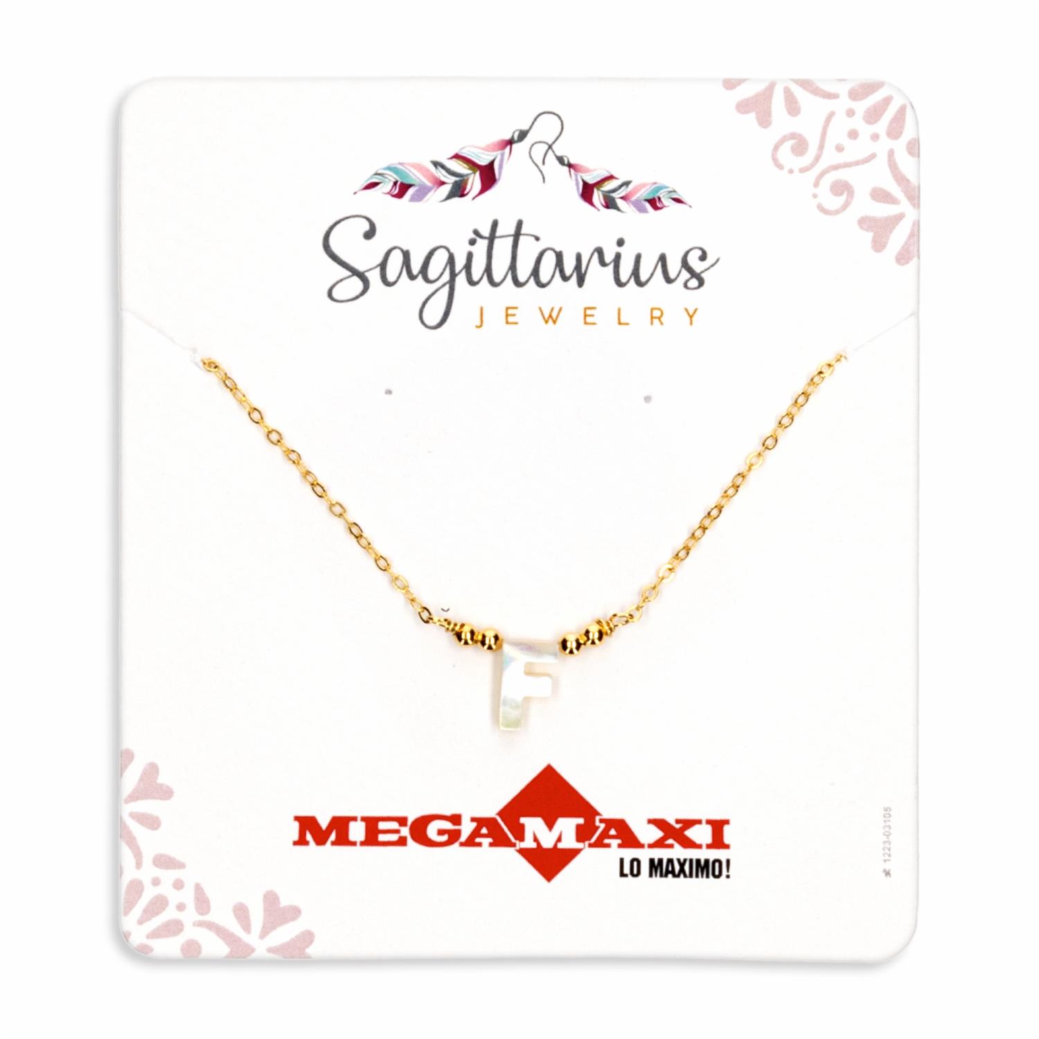 Collar Para Dama Diseño Nácar Con Dije Letra F SAGITTARIUS JEWERLY Unidad