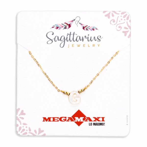 Collar Para Dama Diseño Nácar Con Dije Letra G SAGITTARIUS JEWERLY Unidad - Imagen 2