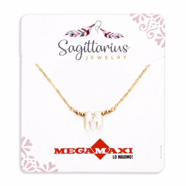 Collar Para Dama Diseño Nácar Con Dije Letra M SAGITTARIUS JEWERLY Unidad - Imagen 2