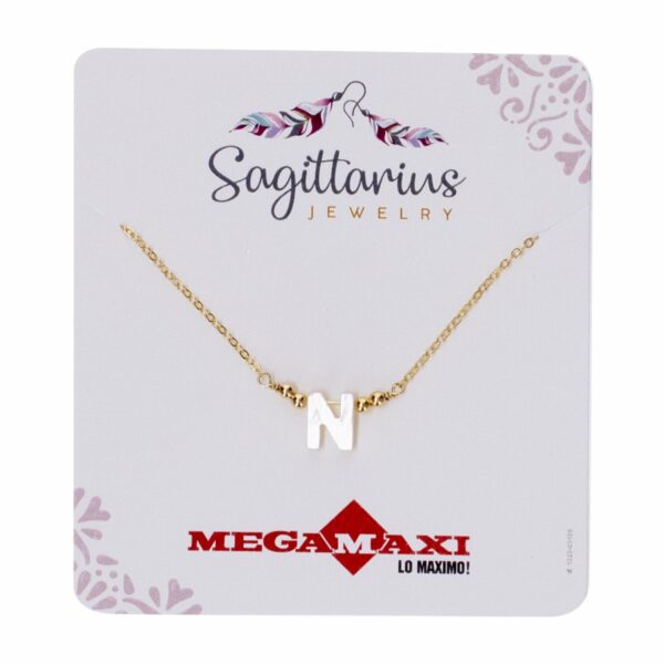 Collar Para Dama Diseño Nácar Con Dije Letra N SAGITTARIUS JEWERLY Unidad - Imagen 2