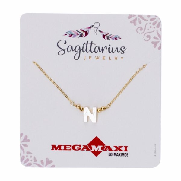 Collar Para Dama Diseño Nácar Con Dije Letra N SAGITTARIUS JEWERLY Unidad - Imagen 2