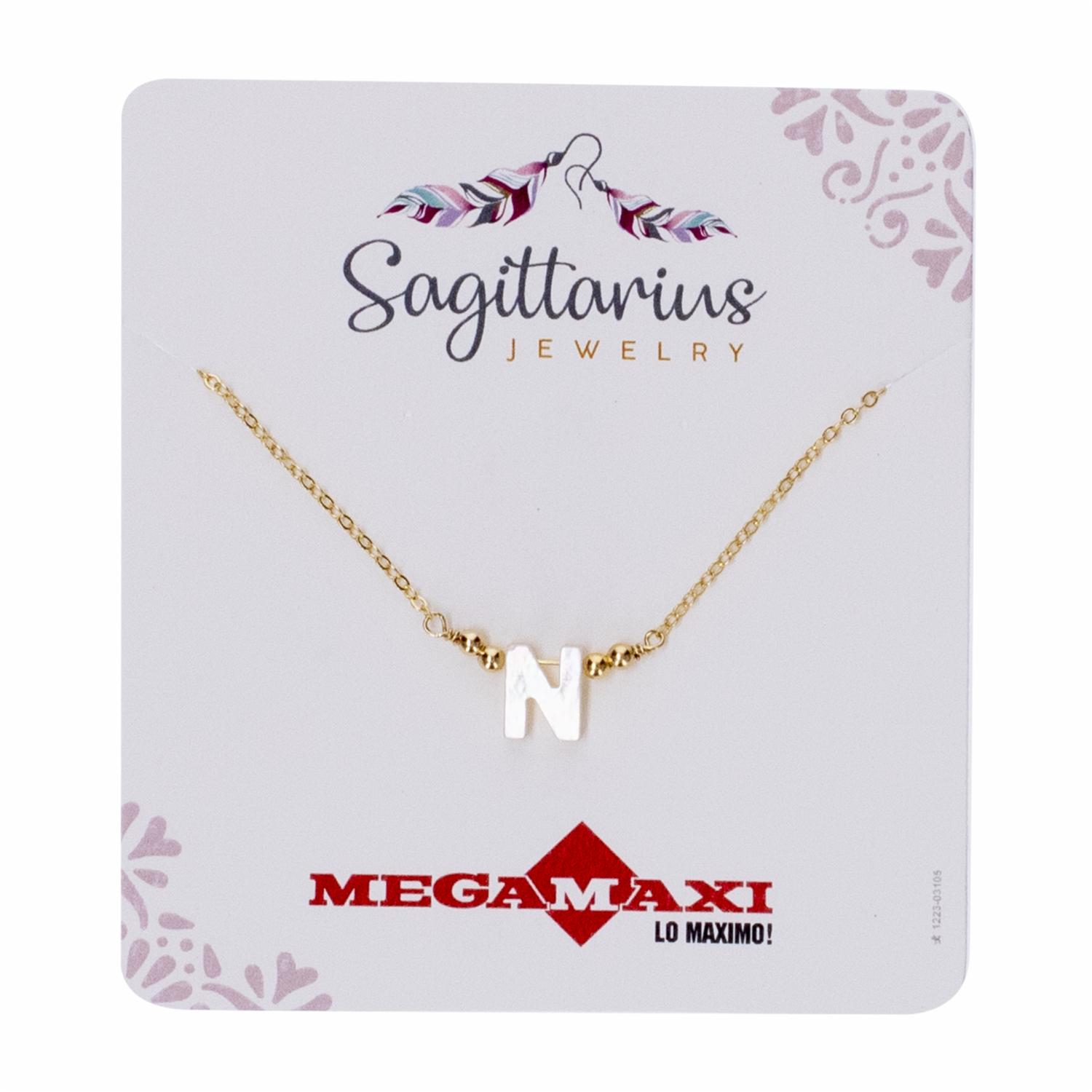 Collar Para Dama Diseño Nácar Con Dije Letra N SAGITTARIUS JEWERLY Unidad