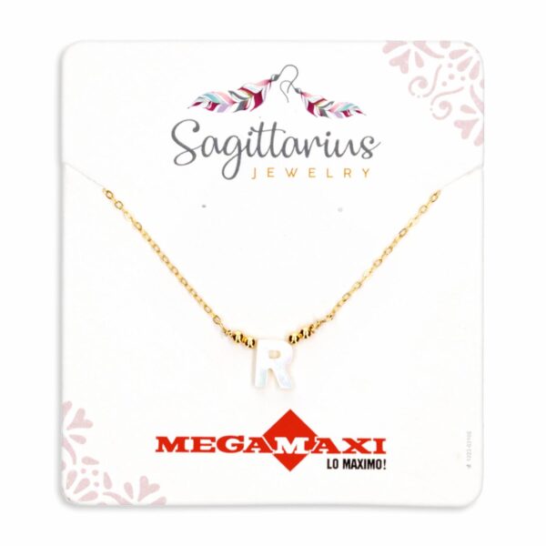 Collar Para Dama Diseño Nácar Con Dije Letra R SAGITTARIUS JEWERLY Unidad - Imagen 2