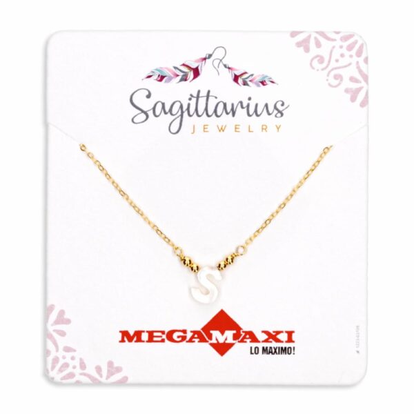 Collar Para Dama Diseño Nácar Con Dije Letra S SAGITTARIUS JEWERLY Unidad - Imagen 2