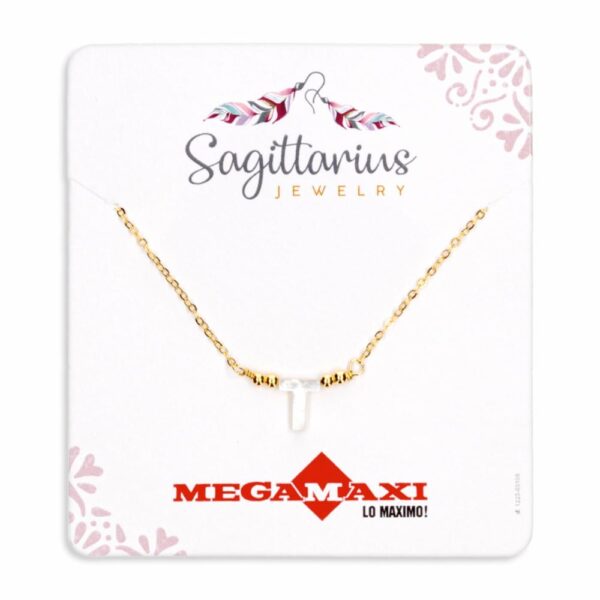Collar Para Dama Diseño Nácar Con Dije Letra T SAGITTARIUS JEWERLY Unidad - Imagen 2