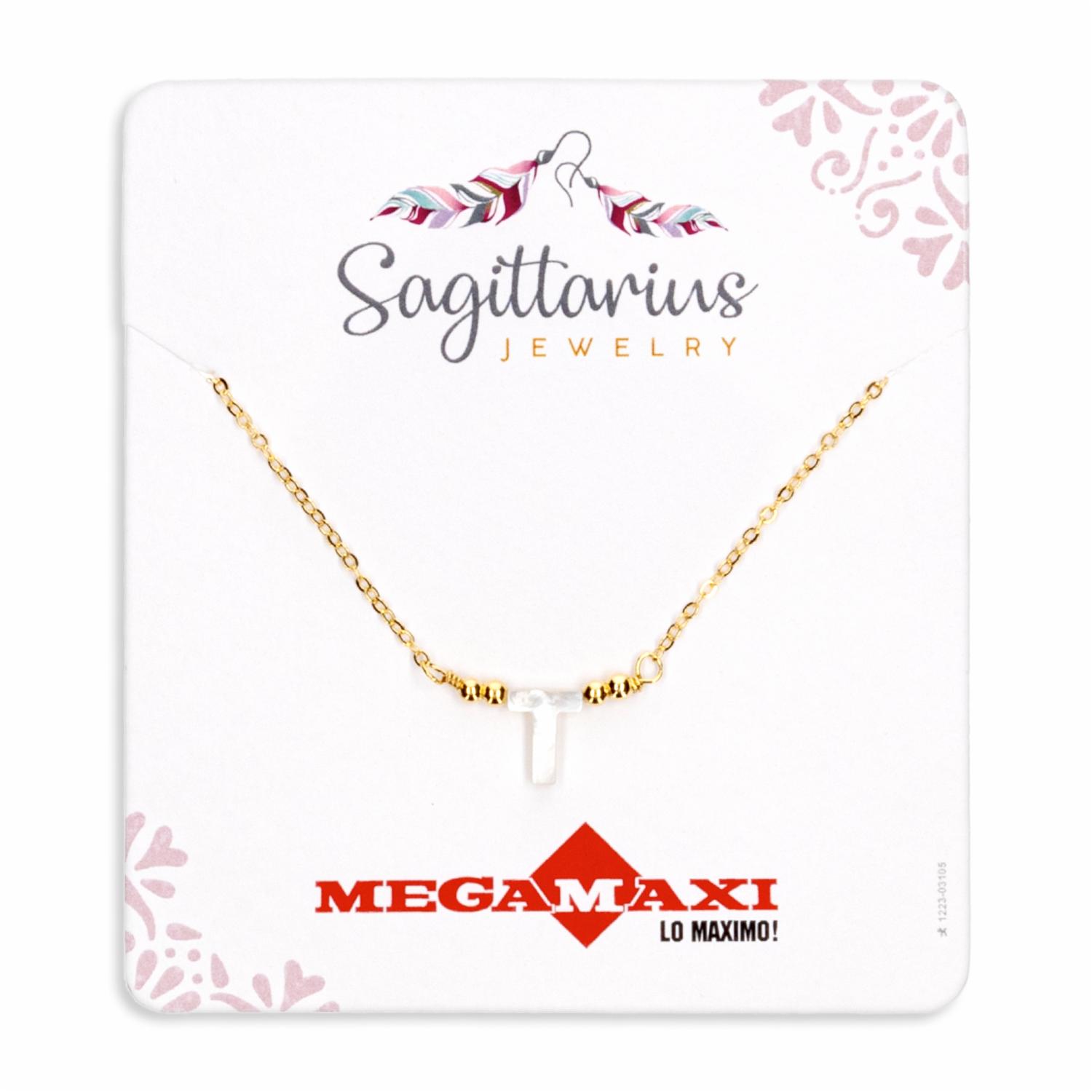 Collar Para Dama Diseño Nácar Con Dije Letra T SAGITTARIUS JEWERLY Unidad