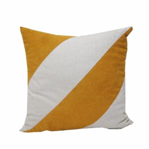 Cojín Con Cierre Bicolor Beige Mostaza Franjas POMAROSA 45 Cm