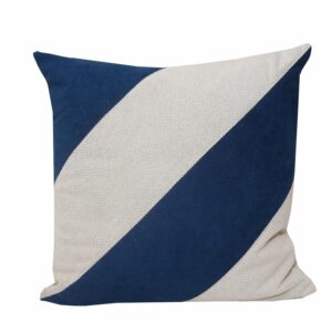 Cojín Con Cierre Bicolor Beige Azul Franjas POMAROSA 45 Cm