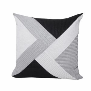 Cojín Con Cierre Tricolor Blanco Gris Negro POMAROSA 45 Cm