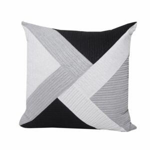 Cojín Con Cierre Tricolor Blanco Gris Negro POMAROSA 45 Cm