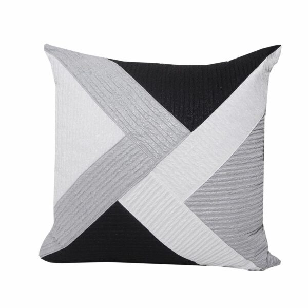Cojín Con Cierre Tricolor Blanco Gris Negro POMAROSA 45 Cm