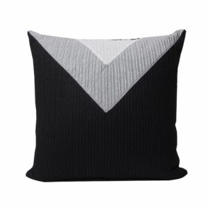 Cojín Con Cierre Tricolor Negro Gris Blanco En V POMAROSA 45 Cm