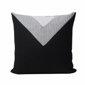 Cojín Con Cierre Tricolor Negro Gris Blanco En V POMAROSA 45 Cm