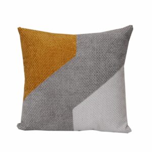 Cojín Con Cierre Tricolor Mostaza Habano Beige POMAROSA 45 Cm