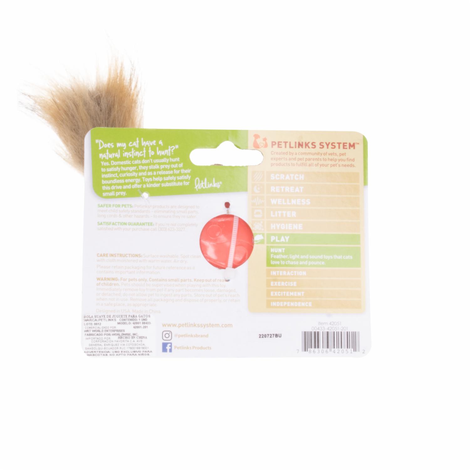 Juguete Para Gato Bola Con Plumas PETLINKS Mediano