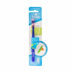 Cepillo Dental Cerdas Medianas Cabeza Intercambiable + 1 Cabeza De Repuesto SAUBER 1 Pack