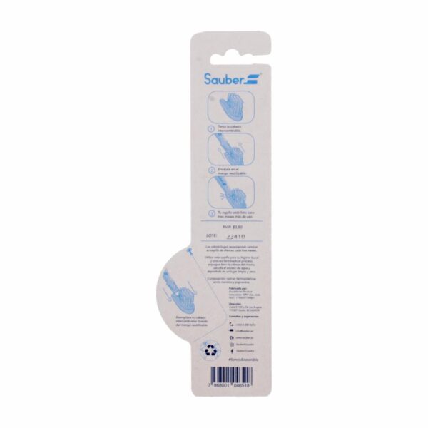 Cepillo Dental Infantil Cerdas Medianas Cabeza Intercambiable + 1 Cabeza De Repuesto SAUBER 1 Pack - Imagen 2