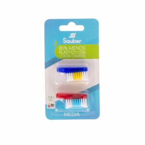 Repuesto Cepillo Dental Cerdas Medianas Cabeza Intercambiable SAUBER Pack X2 U