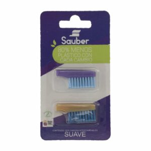 Repuesto Cepillo Dental Cerdas Suaves Cabeza Intercambiable SAUBER Pack X2 U