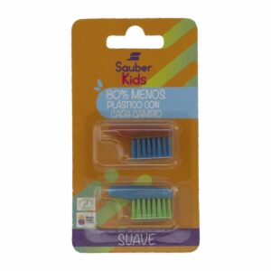 Repuesto Cepillo Dental Infantil Cerdas Suaves Cabeza Intercambiable SAUBER Pack X2 U