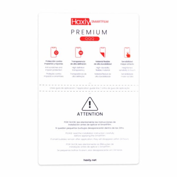 Mica De Hydrogel QQQ Clear Premium HAXLY 180 x 120 Mm