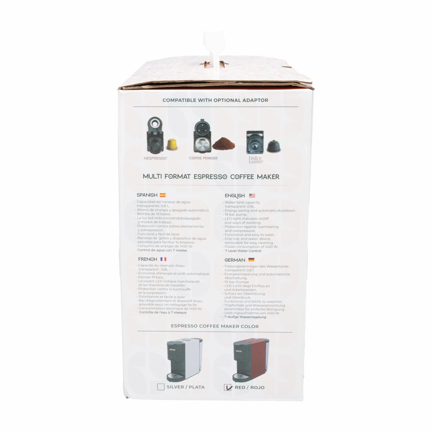 Cafetera Eléctrica Multiformato A-513F BACCIO 0.8 Litros