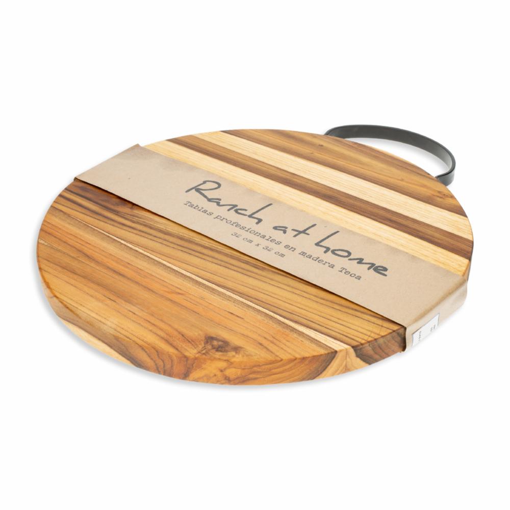 Tabla De Picar Redonda Con Asa De Metal RANCH AT HOME 32 X 32 Cm - Imagen 2