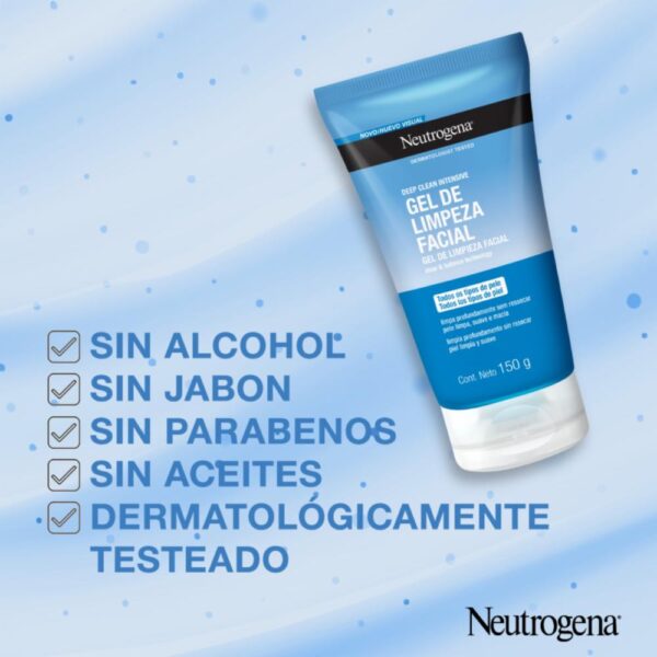 Gel Limpiador Facial Limpieza Profunda Deep Clean Intensive NEUTROGENA 150 G - Imagen 2