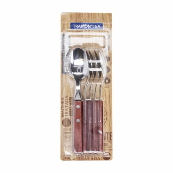 Set De Cubiertos Cucharas Para Mesa Diseño Polywood  6 Puestos TRAMONTINA 6 Piezas