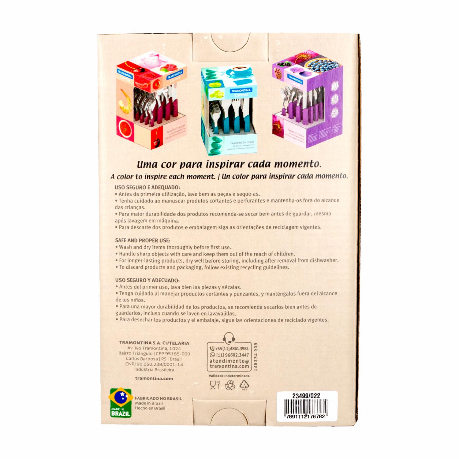 Juego De Cubiertos Diseño Carmel Con Mango Color Beige 6 Puestos TRAMONTINA 24 Piezas - Imagen 2