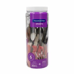 Juego De Cubiertos Ipanema Rojo 6 Puestos + Frasco Multiusos TRAMONTINA 30 Piezas