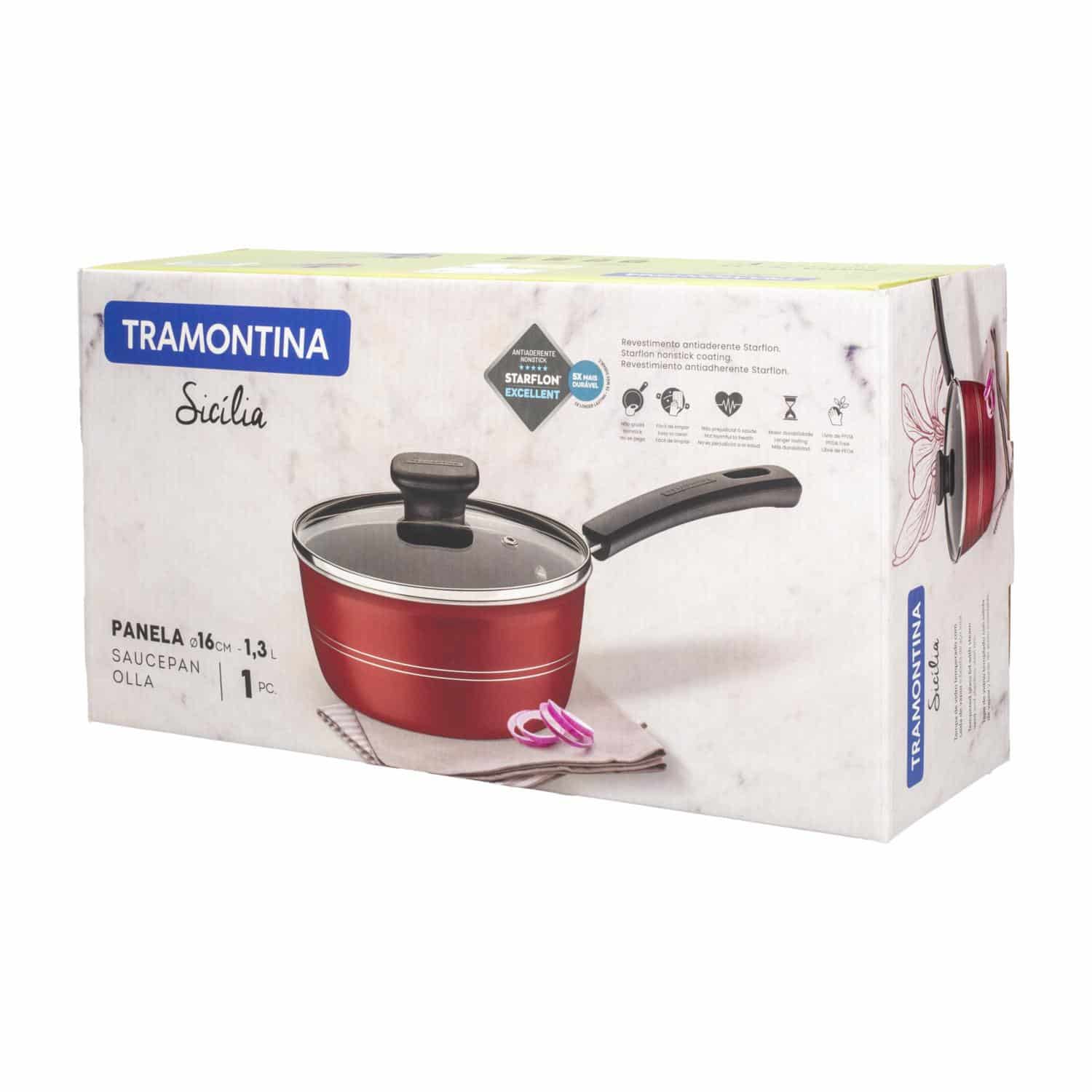 Olla Sicilia Roja TRAMONTINA 16 Cm - Imagen 2