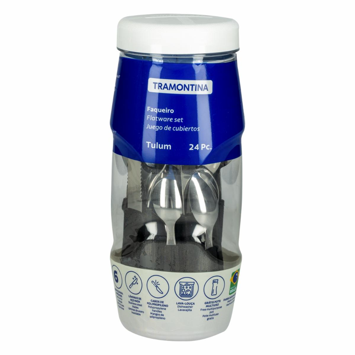 Juego De Cubiertos Mango Negro Línea Tulum 6 Puestos TRAMONTINA 24 Piezas - Imagen 2