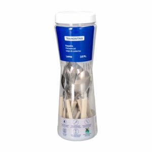 Juego De Cubiertos Mango Beige Línea Leme 4 Puestos TRAMONTINA 16 Piezas