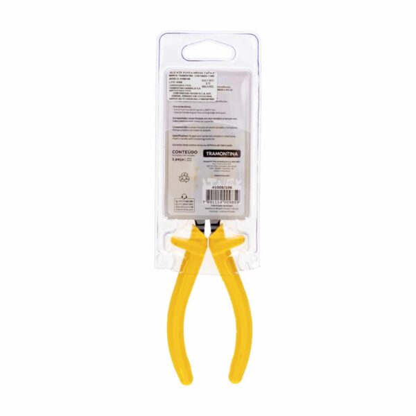 Alicate Punta Mediana Con Mango De Caucho Amarillo TRAMONTINA 6" - Imagen 2