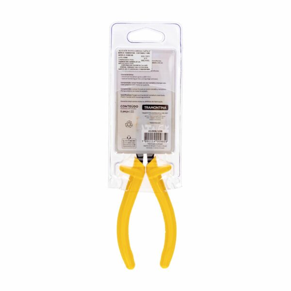 Alicate Punta Mediana Con Mango De Caucho Amarillo TRAMONTINA 6" - Imagen 2