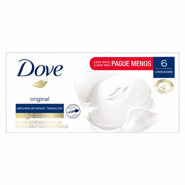 Jabón En Barra Blanco Fragancia Original DOVE 6 X 90 G - Imagen 2