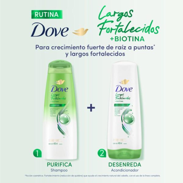 Shampoo Para Cabello Largos Fortalecidos + Biotina DOVE 400 Ml - Imagen 2
