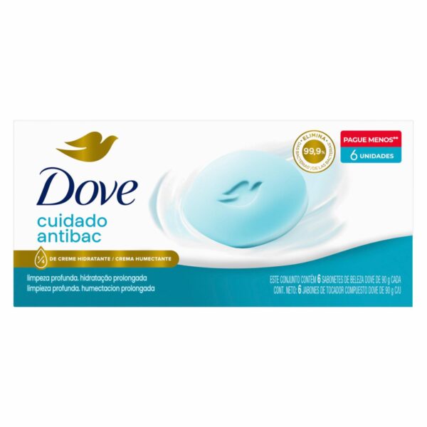 Jabón En Barra Antibacterial Cuida & Protege Pague 4 Lleve 6 DOVE 6 X 90 G - Imagen 2