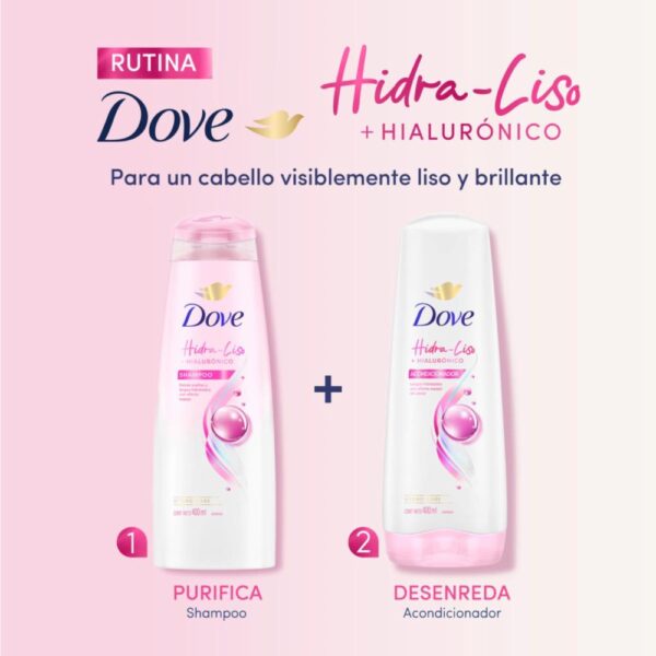 Shampoo Para Cabello Hidra Liso + Hialurónico DOVE 400 Ml - Imagen 3
