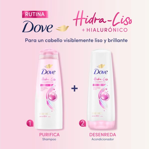 Acondicionador De Cabello Hidra Liso + Hialurónico DOVE 400 Ml - Imagen 2