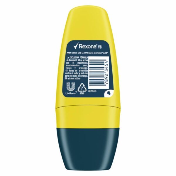 Desodorante Roll On Para Caballero V8 Nueva Fórmula REXONA 50 Ml - Imagen 2