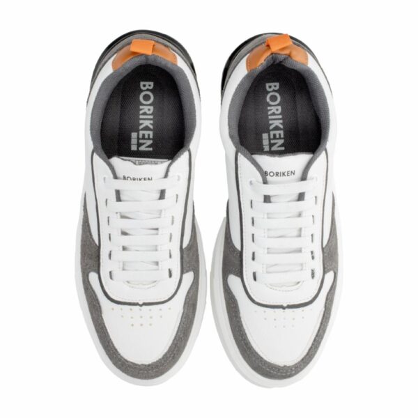 Zapato Casual Blanco Con Gris Cordón - Imagen 2