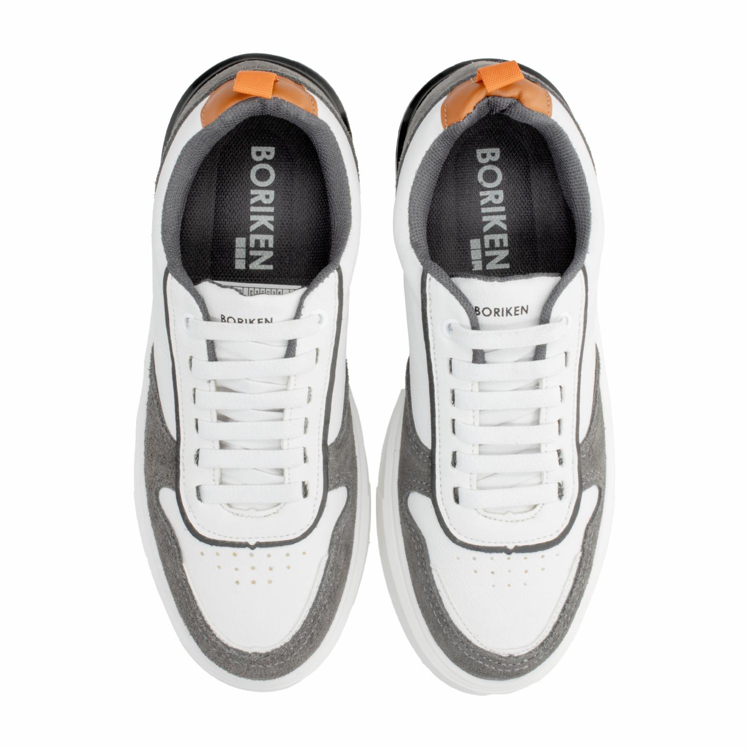 Zapato Casual Blanco Con Gris Cordón BORIKEN - Imagen 2