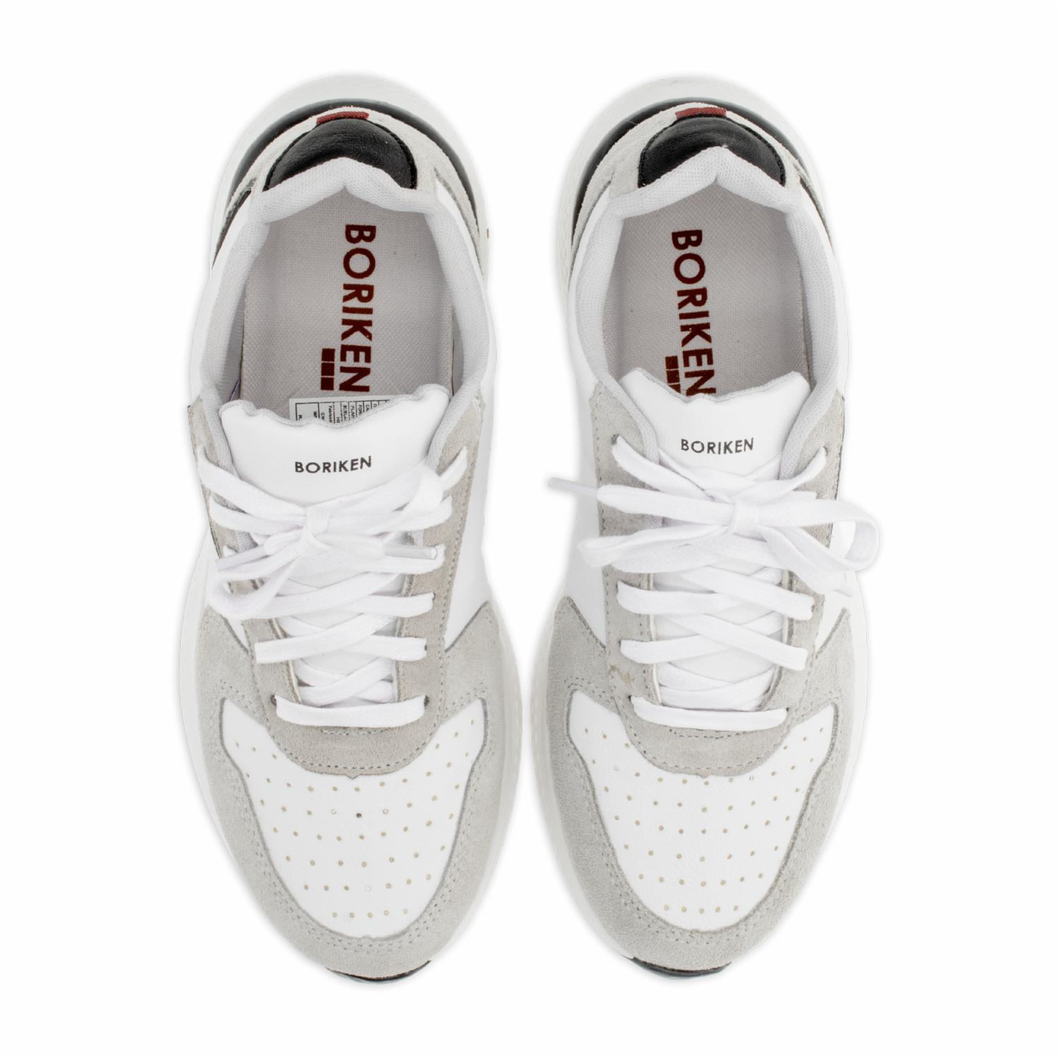 Zapato Deportivo Cordón Blanco Con Gris BORIKEN - Imagen 2