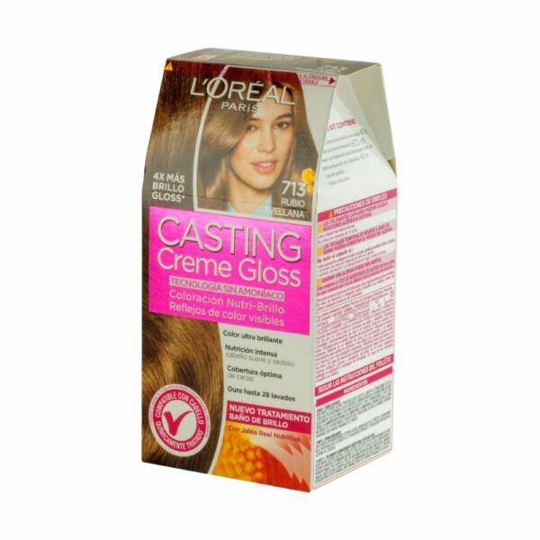 Tinte Para Cabello Creme Gloss Tono 713 Rubio Avellana Sin Amoníaco CASTING GLOSS L´ORÉAL 1 Kit